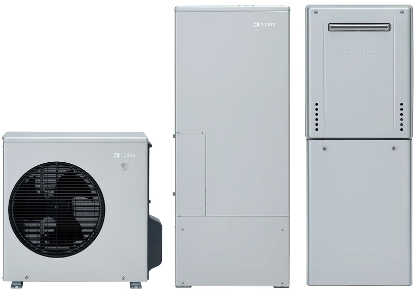 ノーリツ 自然冷媒ハイブリッド給湯機 HPHB R290の製品写真(SH-Q0701-PL BL + HP-2233-PL BL + GT-C2472AW-1 BLを含むシリーズの共通イメージ)